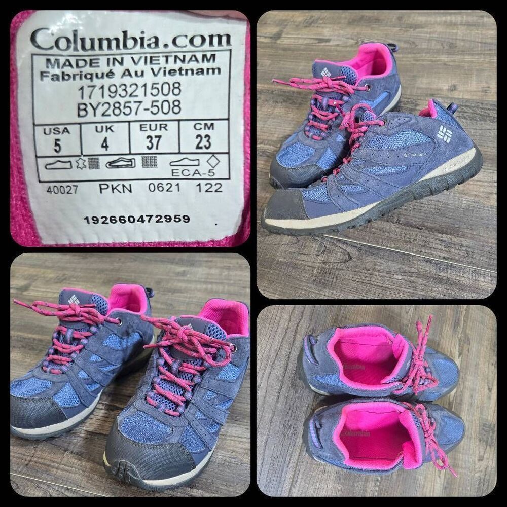 Columbia Redmond big girls youth sz 5 hiking shoes purple pink waterproof trail
